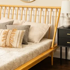 Kirkland's Home Light Oak Modern Spindle Wooden Queen Bed- Beds & Headboards