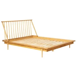 Kirkland's Home Light Oak Modern Spindle Wooden Queen Bed- Beds & Headboards