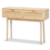 Kirkland's Home Light Oak Rat And Wood Console Table- Console Tables