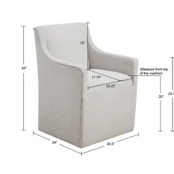 Kirkland's Home Light Slipcover Dining Chair With Casters- Dining Chairs