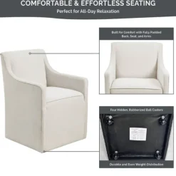 Kirkland's Home Light Slipcover Dining Chair With Casters- Dining Chairs