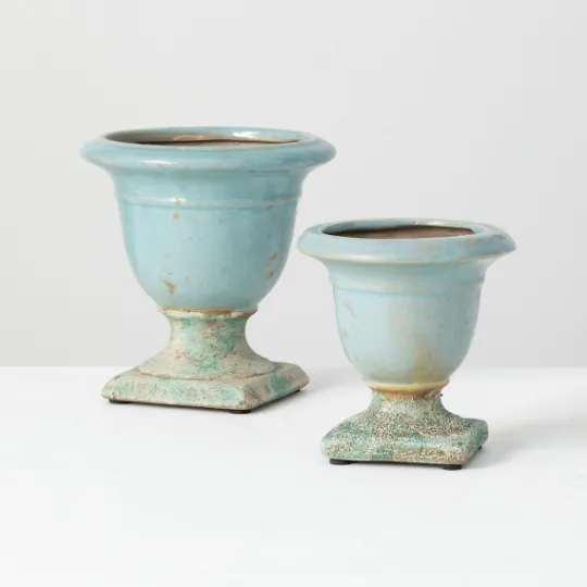 Kirkland's Home Light Terracotta Urn Vases, Set Of 2- Vases