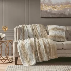 Kirkland's Home Light Textured Faux Fur Pillow- Pillows