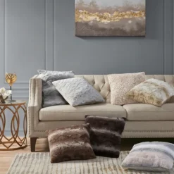 Kirkland's Home Light Textured Faux Fur Pillow- Pillows