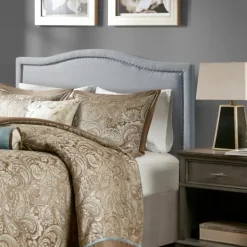 Kirkland's Home Light Upholstered Nailhead King Headboard- Beds & Headboards