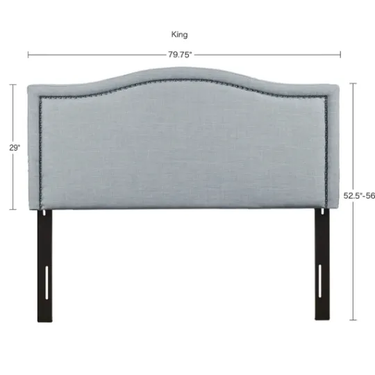 Kirkland's Home Light Upholstered Nailhead King Headboard- Beds & Headboards