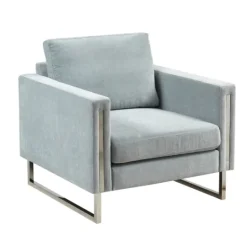 Kirkland's Home Light Velvet And Chrome Accent Chair- Accent Chairs