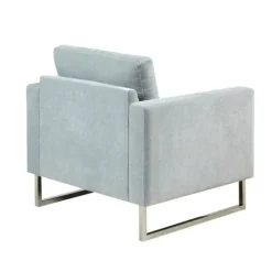 Kirkland's Home Light Velvet And Chrome Accent Chair- Accent Chairs