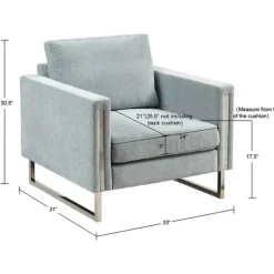 Kirkland's Home Light Velvet And Chrome Accent Chair- Accent Chairs