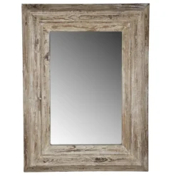 Kirkland's Home Light Whitewashed Wood Rectangular Wall Mirror- Decorative Mirrors