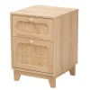 Kirkland's Home Light Wood And Cane Accent Nightstand- Nightstands