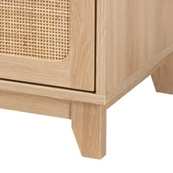 Kirkland's Home Light Wood And Cane Accent Nightstand- Nightstands
