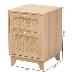 Kirkland's Home Light Wood And Cane Accent Nightstand- Nightstands