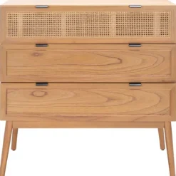 Kirkland's Home Light Wood And Cane 3-Drawer Chest- Dressers & Chests