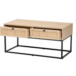 Kirkland's Home Light Wood And Rat 2-Drawer Coffee Table- Coffee Tables