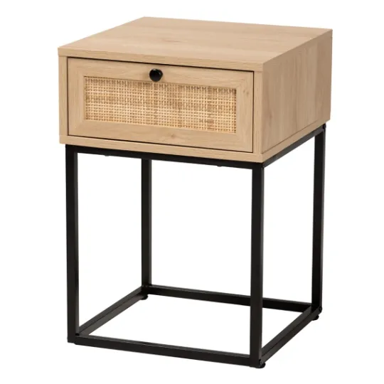 Kirkland's Home Light Wood And Rat Square Nights D- Nightstands