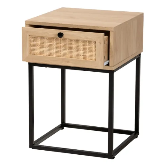 Kirkland's Home Light Wood And Rat Square Nights D- Nightstands