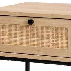Kirkland's Home Light Wood And Rat Square Nights D- Nightstands
