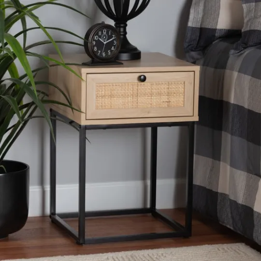 Kirkland's Home Light Wood And Rat Square Nights D- Nightstands