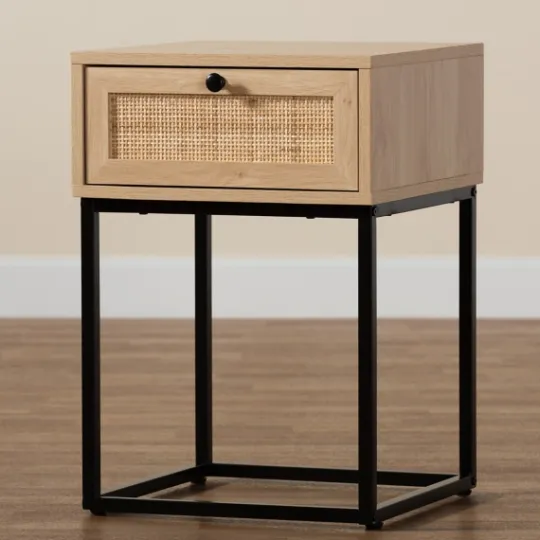 Kirkland's Home Light Wood And Rat Square Nights D- Nightstands