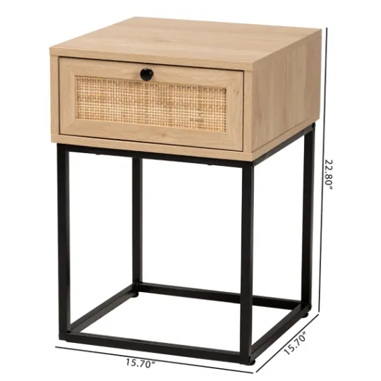 Kirkland's Home Light Wood And Rat Square Nights D- Nightstands