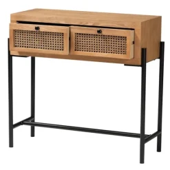 Kirkland's Home Light Wood And Rattan 2-Drawer Console Table- Console Tables