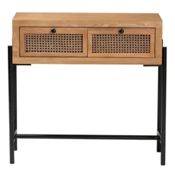 Kirkland's Home Light Wood And Rattan 2-Drawer Console Table- Console Tables