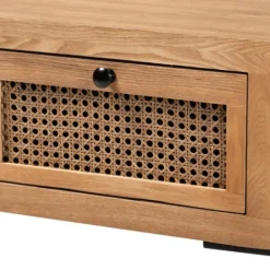 Kirkland's Home Light Wood And Rattan 2-Drawer Console Table- Console Tables
