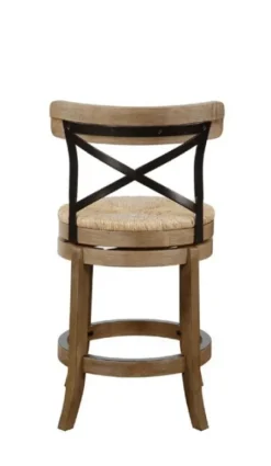 Kirkland's Home Light Wood And Seagrass Swivel Counter Stool- Bar Stools & Counter Height Stools