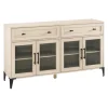 Kirkland's Home Light Wood Fluted Glass Doors Sideboard- Cabinets & Sideboards