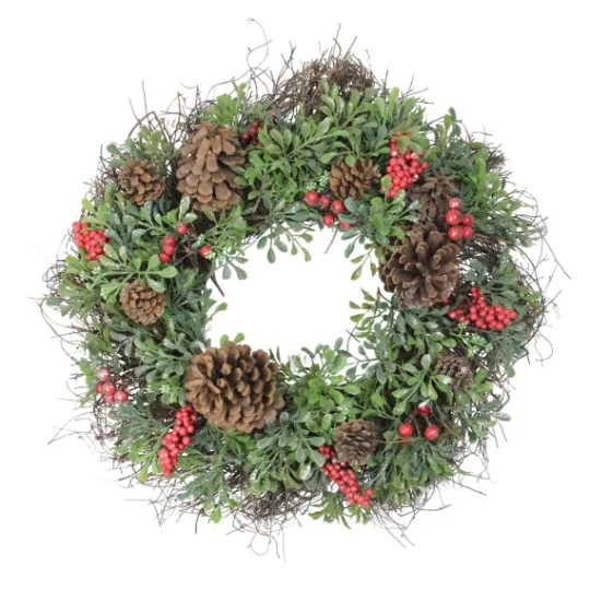 Kirkland's Home Lightly Frosted Cedar And Red Berry Wreath- Wreaths