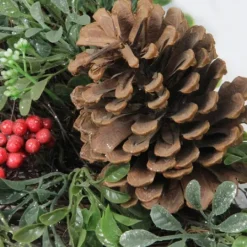 Kirkland's Home Lightly Frosted Cedar And Red Berry Wreath- Wreaths
