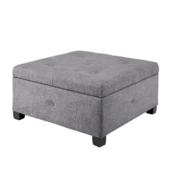 Kirkland's Home Lila Tufted Charcoal Storage Ottoman- Benches & Ottomans