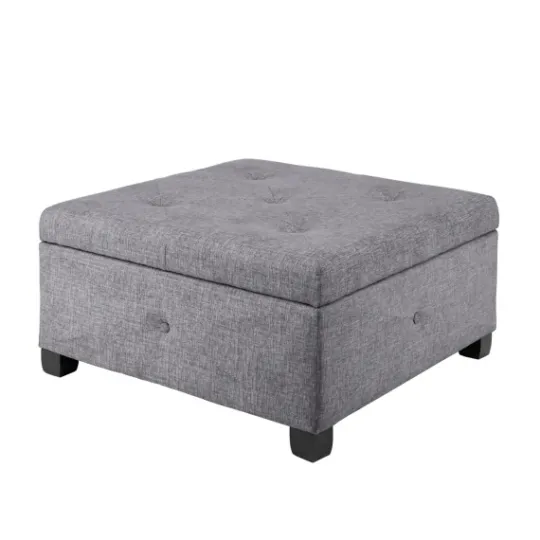 Kirkland's Home Lila Tufted Charcoal Storage Ottoman- Benches & Ottomans