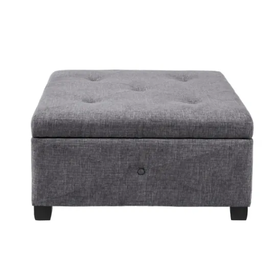 Kirkland's Home Lila Tufted Charcoal Storage Ottoman- Benches & Ottomans