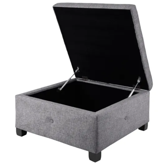 Kirkland's Home Lila Tufted Charcoal Storage Ottoman- Benches & Ottomans