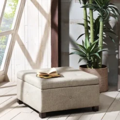 Kirkland's Home Lila Tufted Sand Storage Ottoman- Benches & Ottomans