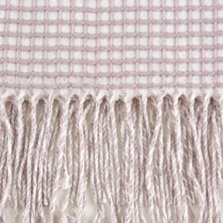 Kirkland's Home Lilac And White Waffle Knit Fringe Throw- Blankets & Throws