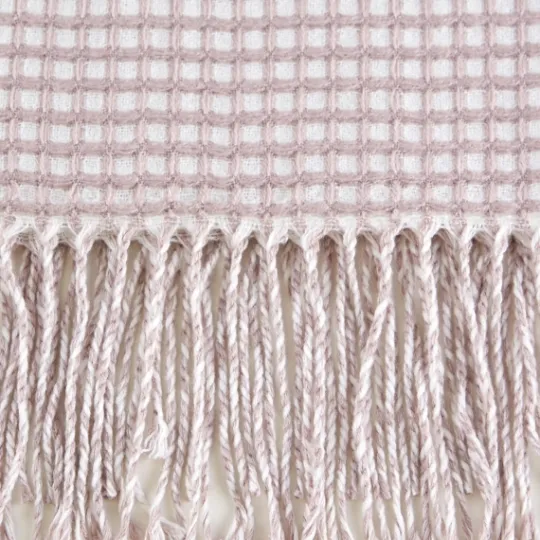 Kirkland's Home Lilac And White Waffle Knit Fringe Throw- Blankets & Throws