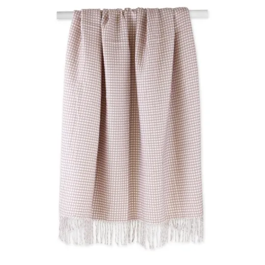 Kirkland's Home Lilac And White Waffle Knit Fringe Throw- Blankets & Throws