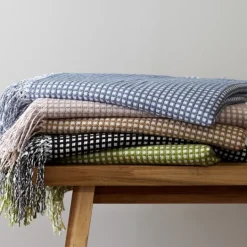 Kirkland's Home Lilac And White Waffle Knit Fringe Throw- Blankets & Throws