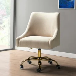 Kirkland's Home Lili Cream Golden Office Chair- Office Furniture