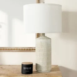 Kirkland's Home Line Textured Whitewash Table Lamp- Table Lamps