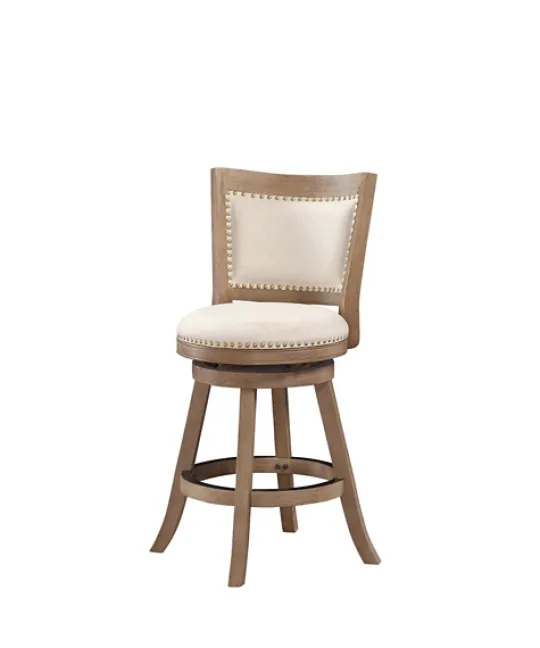 Kirkland's Home Linen And Driftwood Nailhead Swivel Counter Stool- Bar Stools & Counter Height Stools