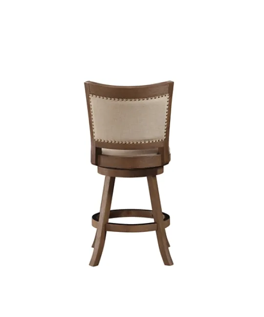 Kirkland's Home Linen And Driftwood Nailhead Swivel Counter Stool- Bar Stools & Counter Height Stools
