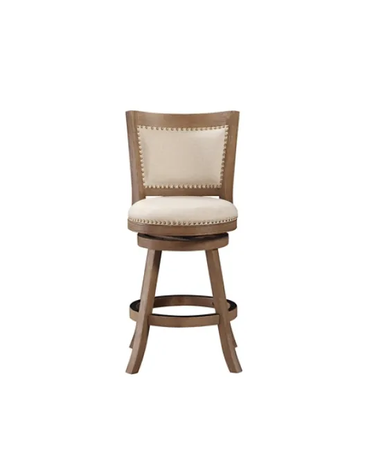 Kirkland's Home Linen And Driftwood Nailhead Swivel Counter Stool- Bar Stools & Counter Height Stools