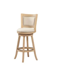 Kirkland's Home Linen And Driftwood Nailhead Swivel Bar Stool- Bar Stools & Counter Height Stools