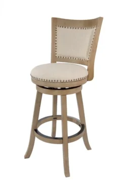Kirkland's Home Linen And Driftwood Nailhead Swivel Bar Stool- Bar Stools & Counter Height Stools