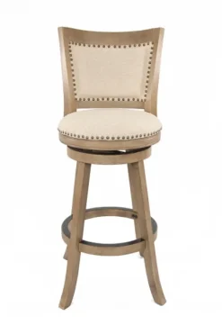 Kirkland's Home Linen And Driftwood Nailhead Swivel Bar Stool- Bar Stools & Counter Height Stools