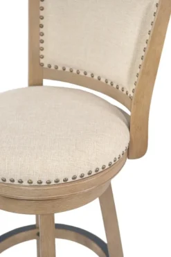 Kirkland's Home Linen And Driftwood Nailhead Swivel Bar Stool- Bar Stools & Counter Height Stools